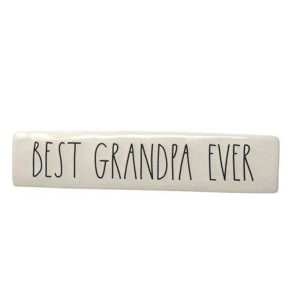 Rae Dunn BEST GRANDPA EVER Ceramic Desk Nameplate Sign Paperweight Office Decor - Picture 1 of 9